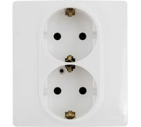 Розетка двойная с заземлением Legrand Etika со шторками, в сборе, 16А, 250В, винтовые зажимы, белый 672273