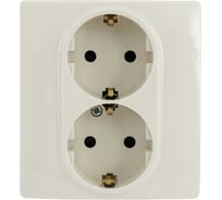 Розетка двойная с заземлением Legrand Etika со шторками, в сборе, 16А, 250В, винтовые зажимы, слоновая кость 672373