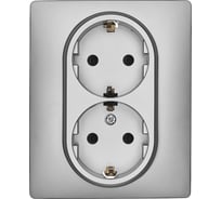 Розетка двойная с заземлением Legrand Daccord Inspiria со шторками, в сборе, 16А, 250В, винтовые зажимы, алюминий 673452