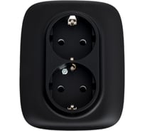 Силовая розетка Legrand Valena ALLURE двойная 2х2К+З 16А 250В с лицевой панелью.С защитными шторками.Безвинтовые зажимы.Антрацит 753936