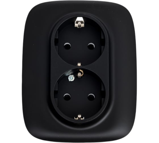Силовая розетка Legrand Valena ALLURE  двойная 2х2К+З 16А 250В с лицевой панелью.С защитными шторками.Безвинтовые зажимы.Антрацит 753936