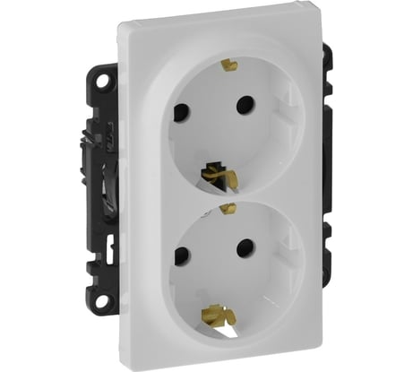 Силовая розетка Legrand Valena LIFE двойная 2х2К+З 16А 250В с лицевой панелью.С защитными шторками.Безвинтовые зажимы.Белая 753426