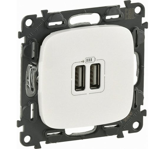 Розетка Legrand Valena ALLURE Жемчуг 2-ая USB 240В/5В 1500мА с лицевой панелью 754999