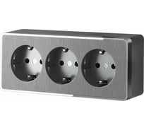 Тройная розетка WERKEL W5073104 с заземлением и шторками Gallant (графит рифленый) a052595