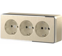 Тройная розетка WERKEL W5073110 с заземлением и шторками Gallant (шампань рифленый) a052594