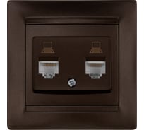 Розетка компьютерная двойная TDM ELECTRIC RJ45 шоколад "Лама" SQ1815-0555