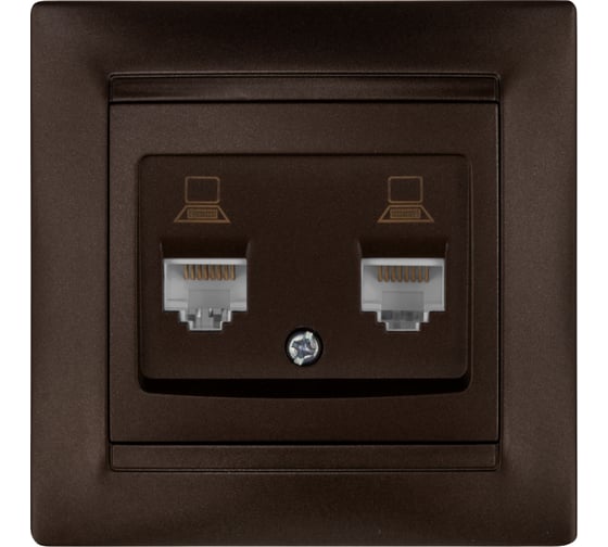 Розетка компьютерная двойная TDM ELECTRIC RJ45 шоколад "Лама" SQ1815-0555