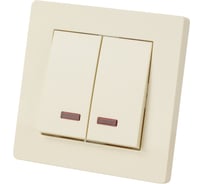 Выключатель TDM ELECTRIC Сенеж слоновая кость, 2 клавишный, с подсветкой, 10А SQ1816-0114