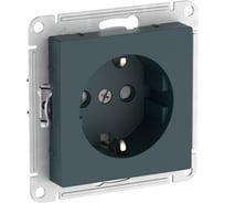 Розетка Systeme Electric ATLASDESIGN с заземлением, со шторками, 16А, механизм, быстрозажим. клем., изумруд ATN000845S