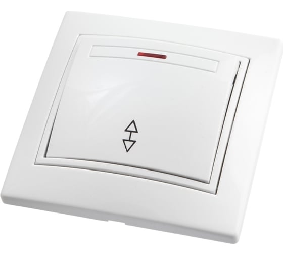 1-клавишный проходной выключатель АБК-СИЛА с подсветкой 10А "ПАНДОРА" белый 1 шт 5401113 1