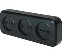 Розетка ООО "ОПТИКОМ ЭЛЕКТРИК" RA 16-344 трехместная открытой установки, цвет черный 400215.00691.5