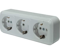 Розетка ООО "ОПТИКОМ ЭЛЕКТРИК" RA 16-365 трехместная с заземляющим контактом открытой установки, цвет белый 400215.00821.2