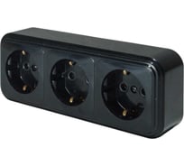 Розетка ООО "ОПТИКОМ ЭЛЕКТРИК" RA 16-365 трехместная с заземляющим контактом открытой установки, цвет черный 400215.00871.5