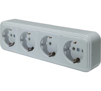 Розетка ООО "ОПТИКОМ ЭЛЕКТРИК" RA 16-466 четырехместная с заземляющим контактом открытой установки, цвет белый (400215.011) 400215.01181.2