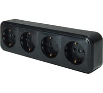 Розетка ООО "ОПТИКОМ ЭЛЕКТРИК" RA 16-466 четырехместная с заземляющим контактом открытой установки, цвет черный (400215.01) 400215.01231.5