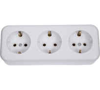 Розетка ООО "ОПТИКОМ ЭЛЕКТРИК" RA 16-343 трехместная с заземляющим контактом открытой установки, цвет белый 400215.00551.2