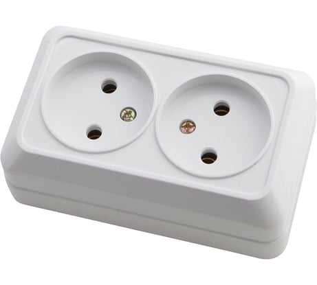 Двухместная розетка АБК-СИЛА без заземления 10А 220В (керамика) "АЛЬТАИР" белая 1 шт 5400401