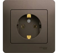 Розетка Systeme Electric 1-м СП 1мод. Glossa 16А IP20 с заземл. в сборе шоколад GSL000842