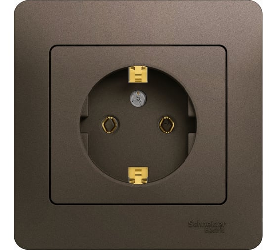 Розетка Systeme Electric 1-м СП 1мод. Glossa 16А IP20 с заземл. в сборе шоколад GSL000842
