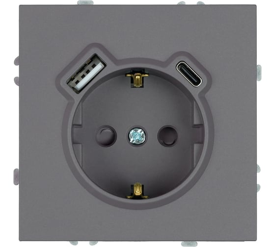 Розетка 1-местная STEKKER з/ш с/з 16А USBType C (механизм), 250В, 20W, се 50219