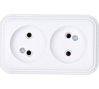 2-местная розетка STEKKER без заземления PST16-30-20 RA 16-237-Б, пластик АВС, 16А, IP20, белый 39693