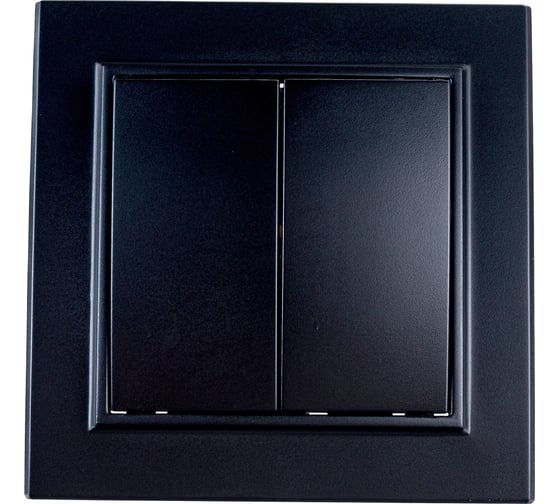 2-клавишный выключатель STEKKER PSW10-9004-03, 250V, 10А, серия Эрна, черный 39473