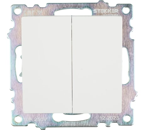 2-клавишный выключатель STEKKER механизм, GLS10-7104-01, 250V, 10А, серия Катрин, белый 39300