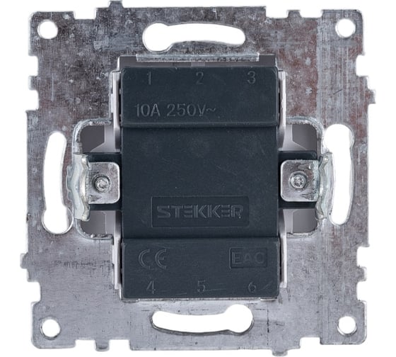 2-клавишный выключатель STEKKER механизм, GLS10-7104-01, 250V, 10А, серия Катрин, белый 39300