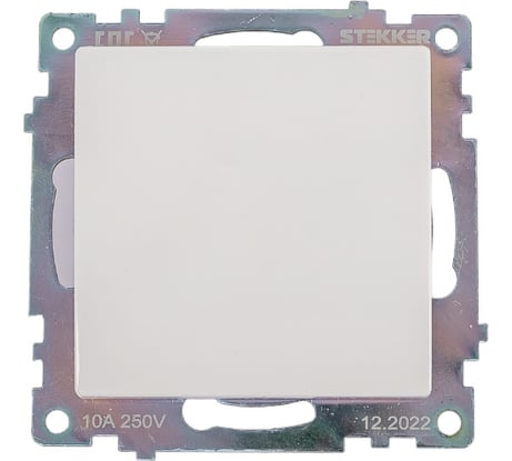 1-клавишный выключатель STEKKER механизм, GLS10-7103-01, 250V, 10А, серия Катрин, белый 39298