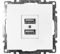 2-местный механизм USB розетки STEKKER GLS10-7115-01, 250B, 2,4А, серия Катрин, белый 39308