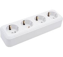 4-местная розетка STEKKER с заземлением PST16-61-20 RA 16-466-Б, пластик АВС, 16А, IP20, белый 39703