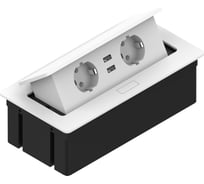 Прямоугольный удлинитель для стола REJS KWADRO 2x schuko 2xUSB 2,1A 5V кабель с вилкой белый TR19.0004.08.013