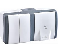2-клавишный выключатель+розетка с крышкой без заземления MONO ELECTRIC Octans, IP54 154-020001-182