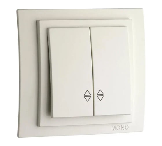 2-клавишный проходной выключатель MONO ELECTRIC Larissa, слоновая кость 103-010123-111 1