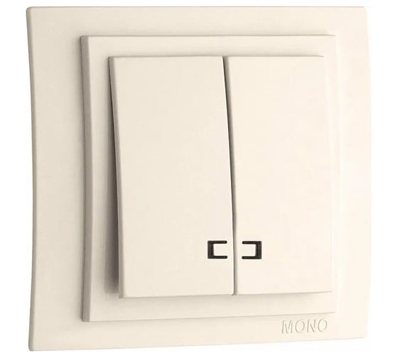 2-клавишный выключатель с подсветкой MONO ELECTRIC Larissa, слоновая кость 103-010125-103 1