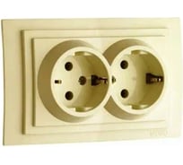 2-я розетка MONO ELECTRIC Larissa, с заземлением, кремовая 103-171704-120