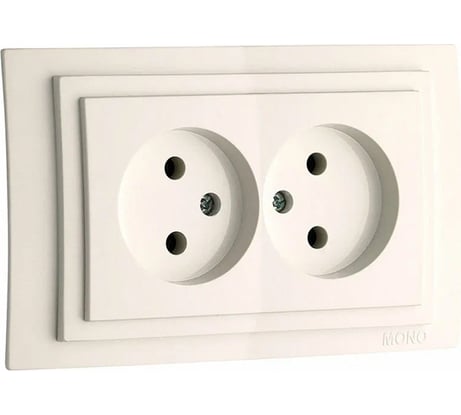 2-я розетка MONO ELECTRIC Larissa, без заземления, слоновая кость 103-010105-121