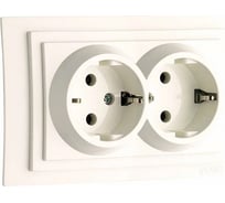 2-я розетка MONO ELECTRIC Larissa, с заземлением, слоновая кость 103-010104-120