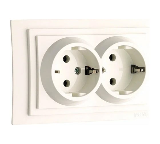 2-я розетка MONO ELECTRIC Larissa, с заземлением, слоновая кость 103-010104-120 1