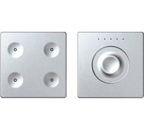 Комплект 4-клавишный сенсорный выключатель + сенсорный регулятор Simon, без маркировки, LON, алюминий 8000651-093