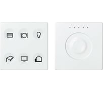 Комплект 6-клавишный сенсорный выключатель + сенсорный регулятор Simon, с тематической маркировкой Т3, LON, белый 8000675-030