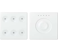 Комплект 6-клавишный сенсорный выключатель + сенсорный регулятор Simon, без маркировки, KNX, белый 8400671-030