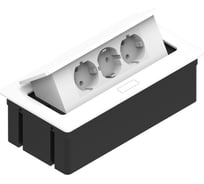 Прямоугольный удлинитель для стола REJS KWADRO 3x schuko кабель с вилкой белый TR19.0003.08.013