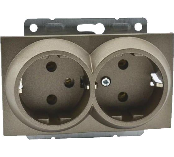 Механизм 2-ой розетки MONO ELECTRIC L/D, с заземлением, бронза 500-002304-120 1