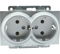 Механизм 2-ой розетки MONO ELECTRIC L/D, с заземлением, серебро 500-002104-120