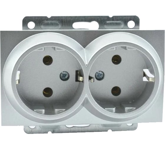 Механизм 2-ой розетки MONO ELECTRIC L/D, с заземлением, серебро 500-002104-120 1