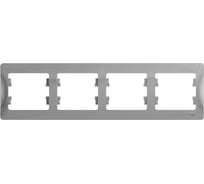 Рамка Systeme Electric (Schneider Electric) GLOSSA 4-постовая горизонтальная, алюминий GSL000304 5 шт 53606480658612