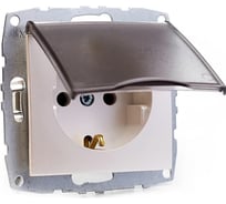 Механизм розетки MONO ELECTRIC L/D, с заземлением, с крышкой, жемчуг 500-002521-118