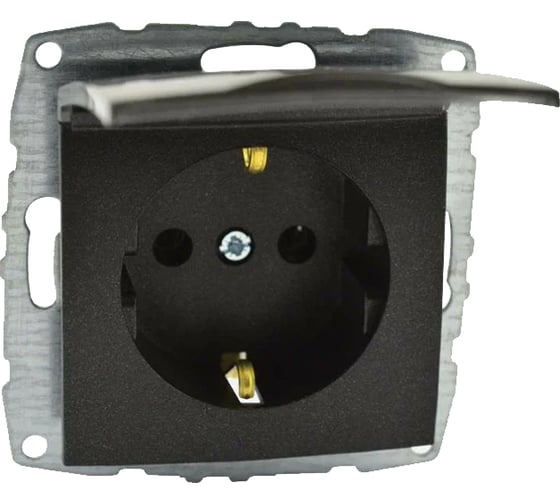 Механизм розетки MONO ELECTRIC L/D, с заземлением, с крышкой, графит 500-002021-118