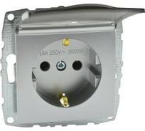 Механизм розетки MONO ELECTRIC L/D, с заземлением, с крышкой, серебро 500-002121-118